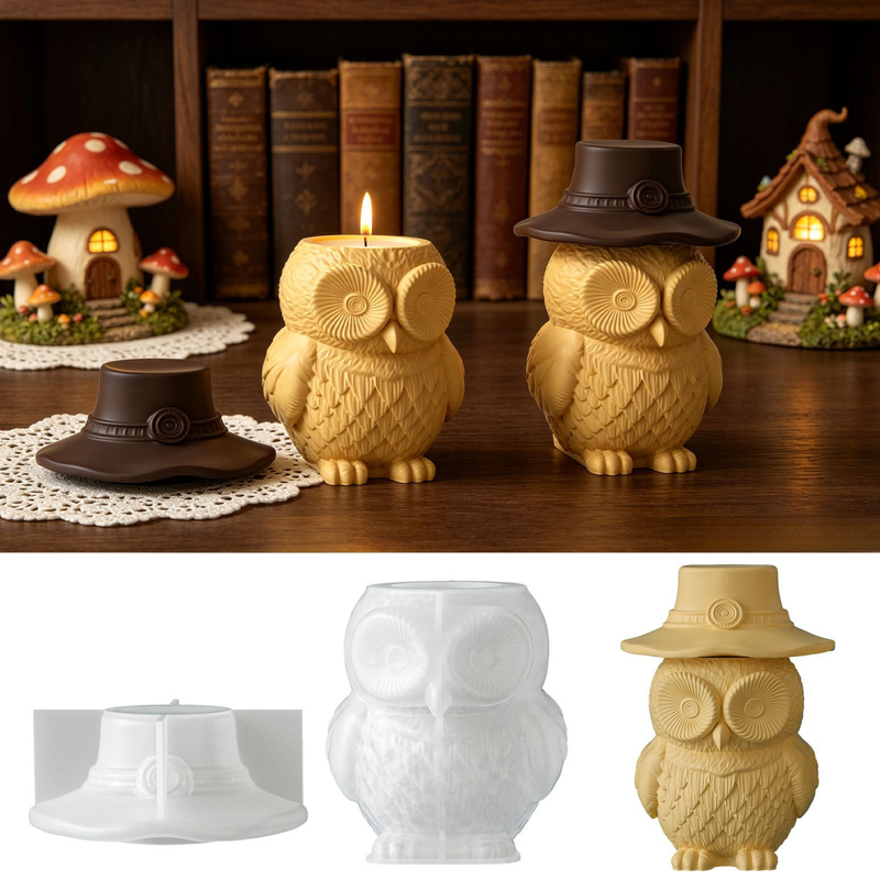 Candle Supplies Jars - 2Set of silicone molds for owl