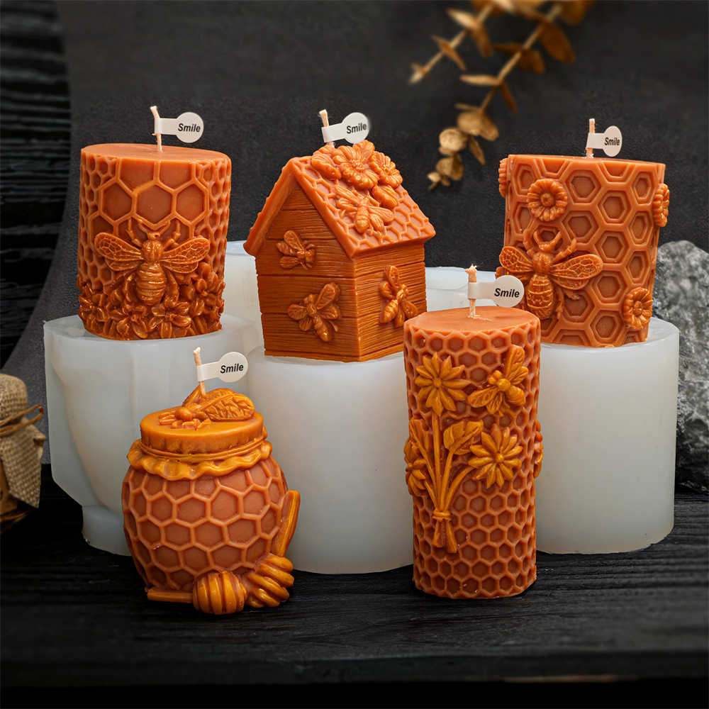 Candle Supplies Jars - Honeycomb Pillar Candle Mold Beehive Honey