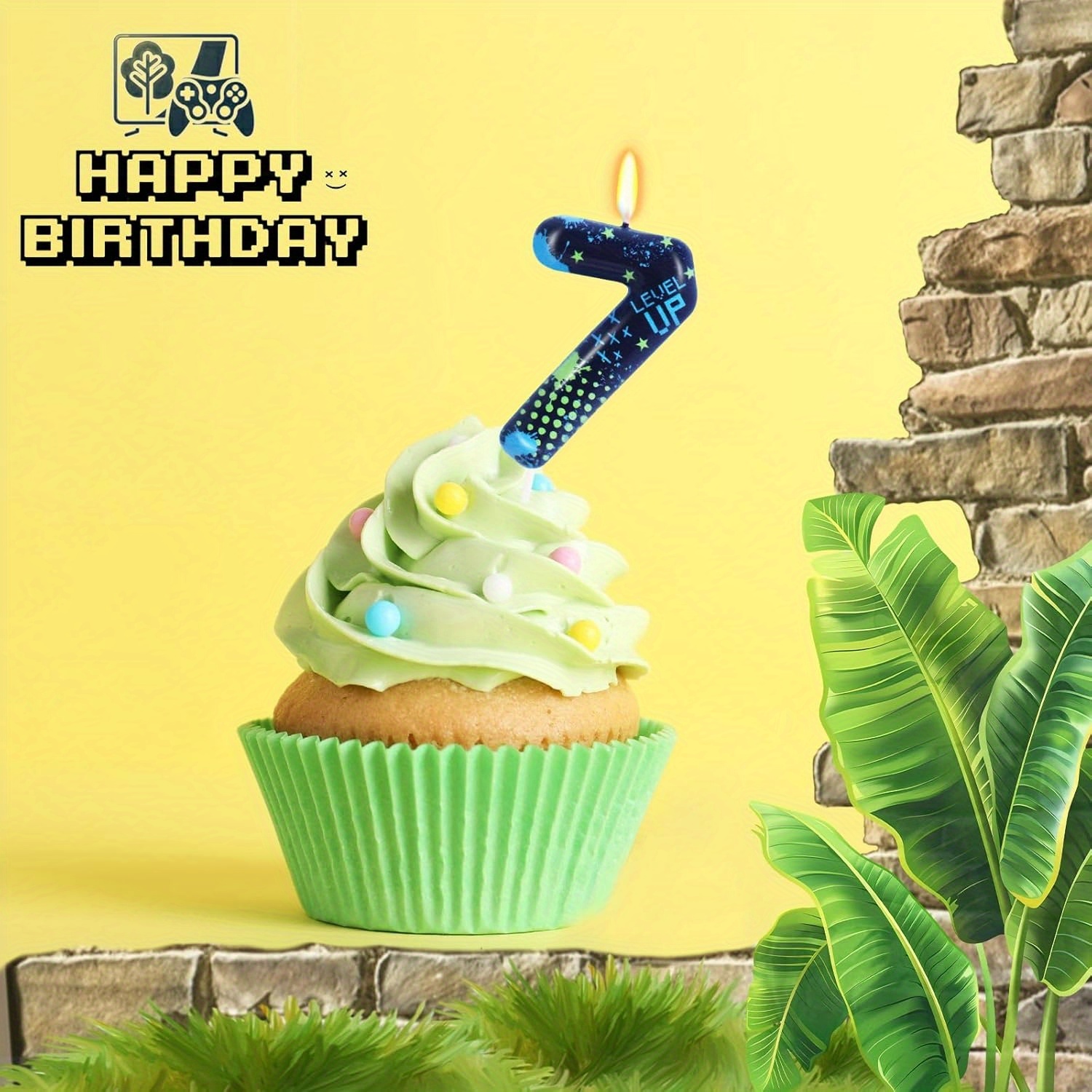 Blue Game Boy 0-9 Birthday Can - огляд і ціна Candle For Supplies